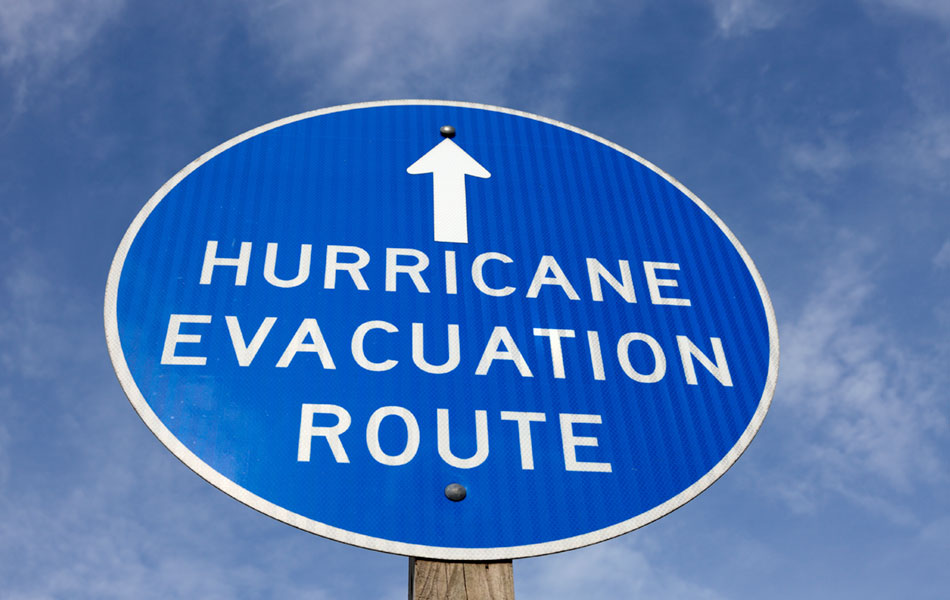 	Hurricane evacuation sign.