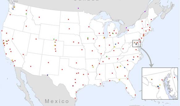 map of laboratories participating in the LRN