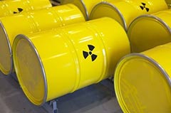 metal drums with radiation symbol