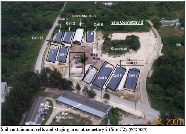 Soil containment cells and staging area at cemetery 2 (Site C2)