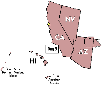 Region 9 includes Arizona, California, Hawaii, Nevada, Commonwealth of the Northern Mariana Islands (CNMI), U.S. Territory of Guam, Marshall Islands, Palau, American Samoa.