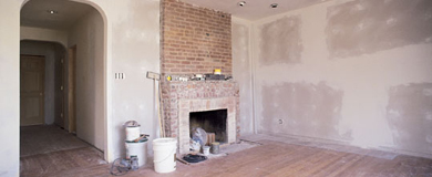 Room with unfinished drywall