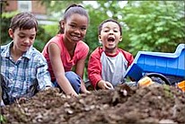 Kids playing with a truck contaminated with lead.