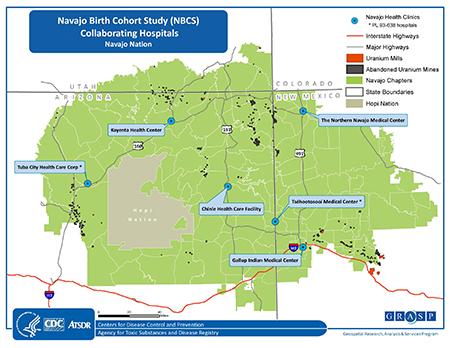 The Navajo Nation Map of Study Clinics