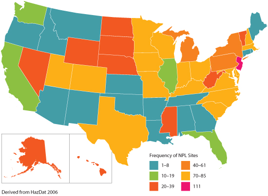 Frequency of NPL Sites with Lead Contamination