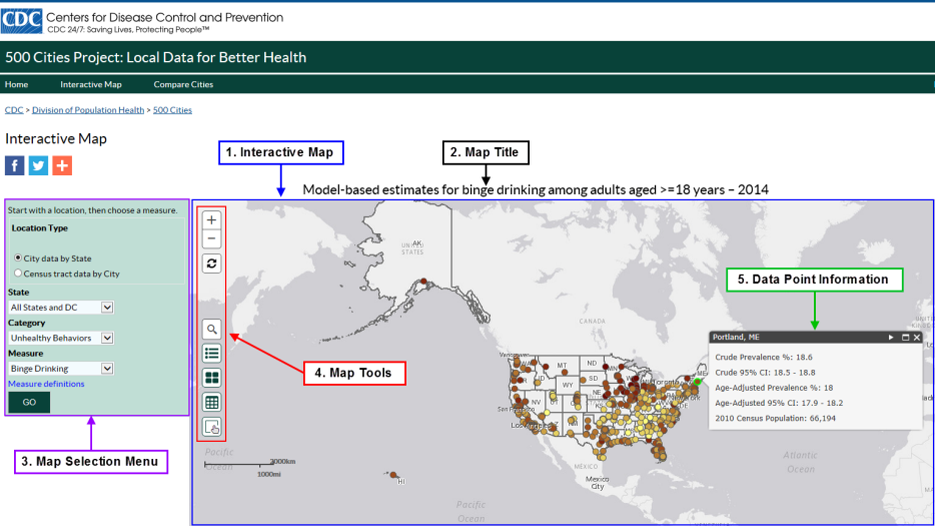 Screen image of interactive map