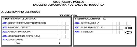 Sección de Indentificación del Cuestionario Modelo