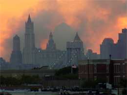 Photo of particles ejected into the environment after the collapse of the world trade center towers.