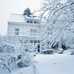 House and yard covered in snow