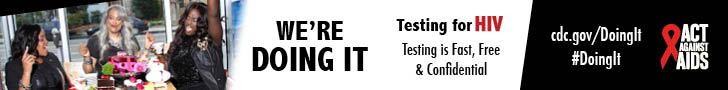 	Doing It banner.  A group of three women having an elaborate and fun-filled tea party in the window of a café. I’m Doing It. Testing for HIV. Testing is Fast, Free & Confidential. cdc.gov/DoingIt #DointIt HHS, CDC, Act Against AIDS