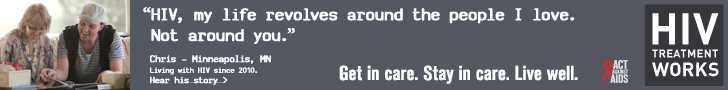 CDC Campaign banner of Chris, a person living with HIV in 2010: HIV, my life revolves around the people I love. Not around you, says Chris of Minneapolis, Minnesota. HIV Treatment Works. Get in Care. Stay in Care. Live Well. Hear his story at cdc.gov/HIVTreatmentWorks. A photo shows Chris looking at photo album with his grandmother.