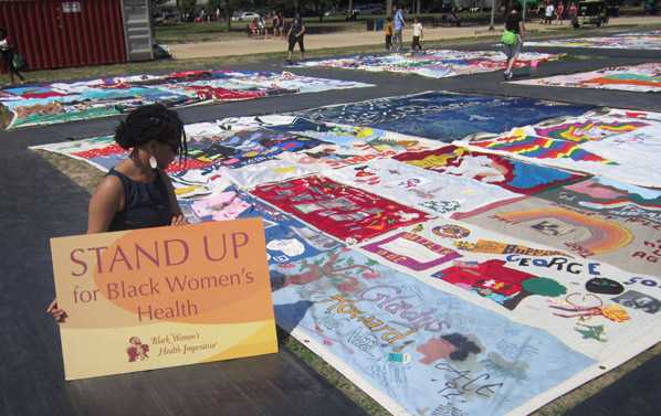 Picture of BWHI members visit AIDS Memorial Quilt