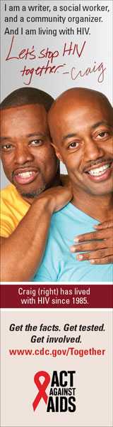 Let's Stop HIV Together Vertical Web Banner of Craig and His Partner. www.cdc.gov/actagainstaids