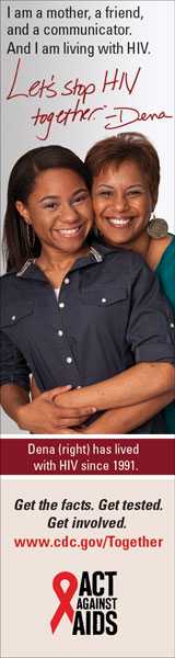 Let's Stop HIV Together Vertical Web Banner of Dena (Right) and Her Daughter. www.cdc.gov/actagainstaids