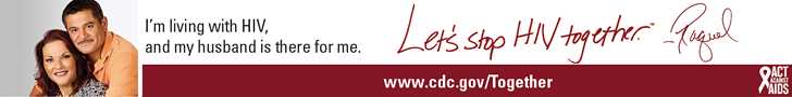 Let's Stop HIV Together Horizontal Web Banner of Raquel and her husband. www.cdc.gov/actagainstaids