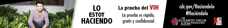 Actor Shiloh Fernandez sentado entre arbustos verdes mirando directamente a la camara. Lo estoy hacienda. La prueba es rápida, gratis, y confidencial. cdc.gov/Haciendolo #Haciéndolo Act Against AIDS