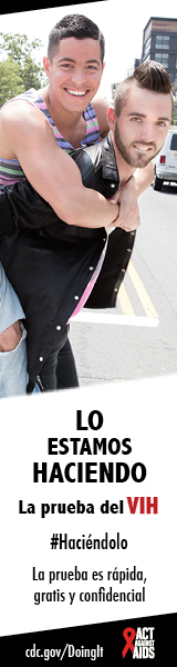 	Dos hombres jóvenes cruzando la calle, uno esta subido sobre el otro. Lo estoy hacienda. La prueba es rápida, gratis, y confidencial. cdc.gov/Haciendolo #Haciéndolo Act Against AIDS