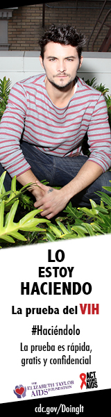	Actor Shiloh Fernandez sentado entre arbustos verdes mirando directamente a la camara. Lo estoy hacienda. La prueba es rápida, gratis, y confidencial. cdc.gov/Haciendolo #Haciéndolo Act Against AIDS