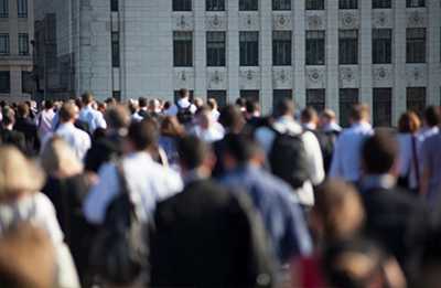 	People in motion on a crowded street