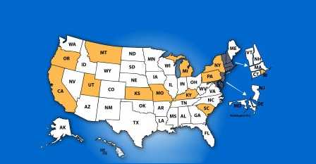 image of a state map showing funded states