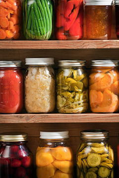 Jars of canned vegetables