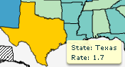 Interactive Map with Texas Highlighted