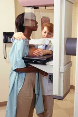 Photo of a woman getting a mammogram