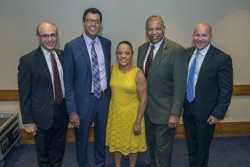 Richard Wender, American Cancer Society, keynote speaker Atul Gawande, Lisa Richardson, CDC, Otis Brawley, American Cancer Society, and John Patton, National Association of Chronic Disease Directors