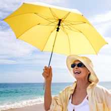 Photo of a woman holding an umbrella