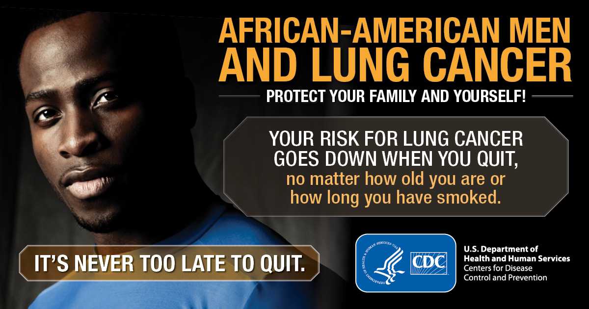 African-American Men and Lung Cancer: Protect Your Family and Yourself! Your risk for lung cancer goes down when you quit, no matter how old you are or how long you have smoked. It's never too late to quit.