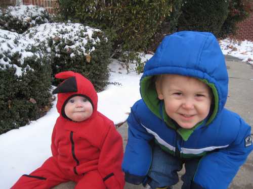 Grant and Libby playing in the snow.