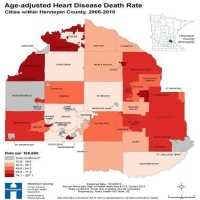 Age-adjusted Heart Disease Death Rate: Cities within Hennepin County, 2006-2010