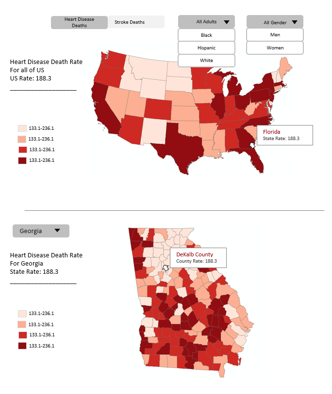 Heart Disease and Stroke Map Widget