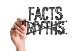 Hand with marker writing the word Facts Myths