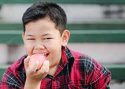 boy eating an apple