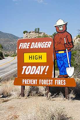 Photo of a Smokey Bear road side sign.