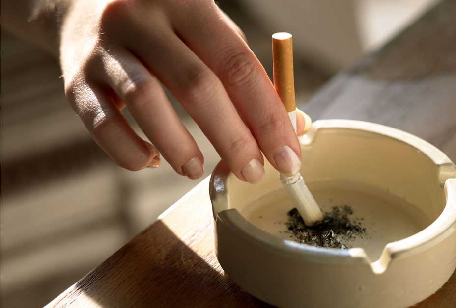 Cigarette in ashtray