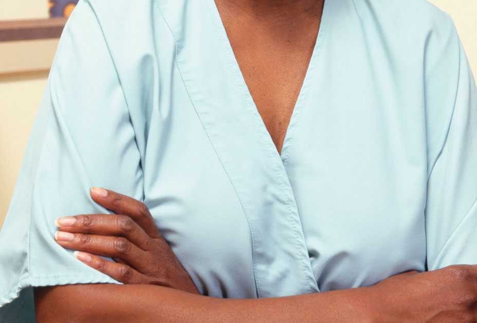 Woman getting a mammogram