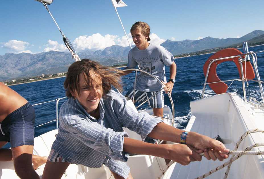 Family on boat