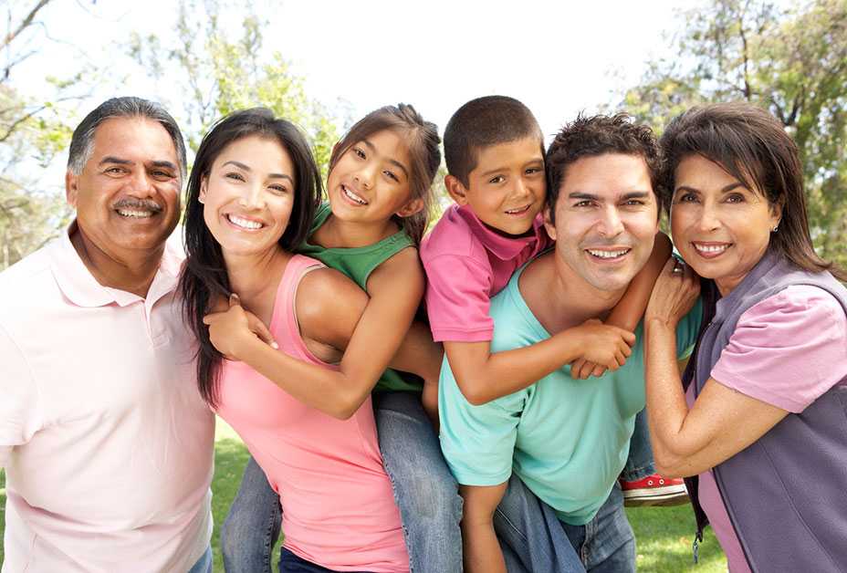 Large family smiling