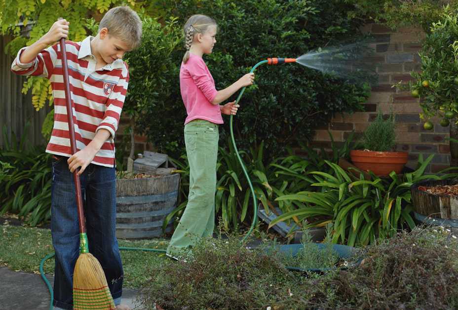 Sweeping outdoors