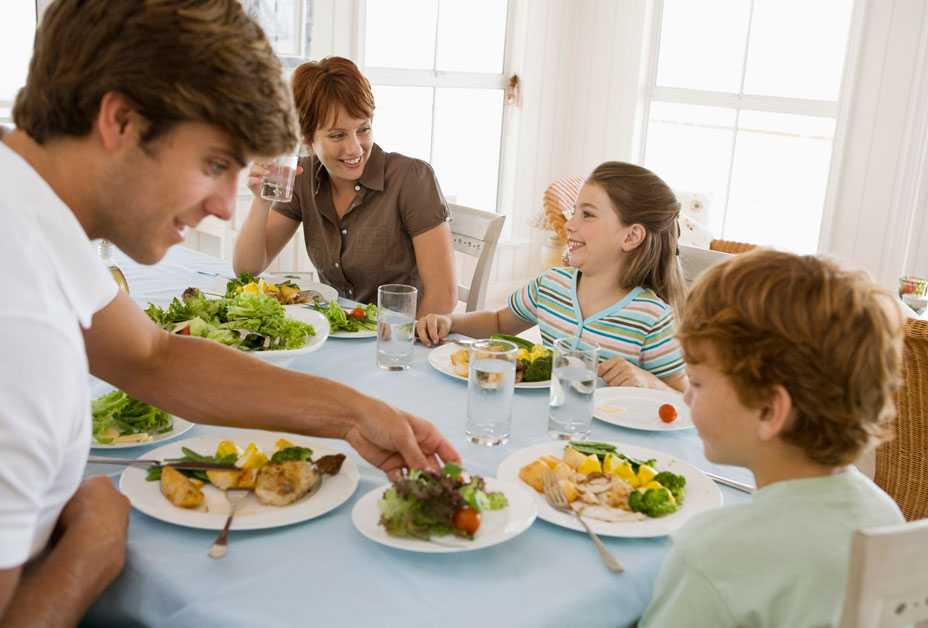 Family eating dinner