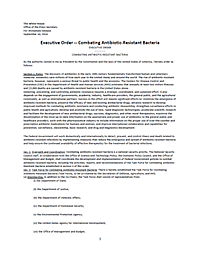 Executive Order - Combating Antibiotic-Resistant Bacteria