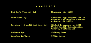 Screen Shot of Analysis, Epi Info™ Version 4