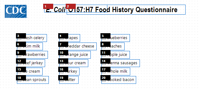 An example form has three columns of checkbox fields with the tab order running sequentially from left to right one row at a time.