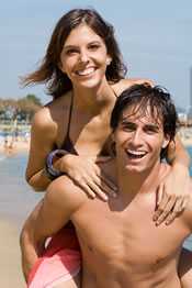 happy people at the beach