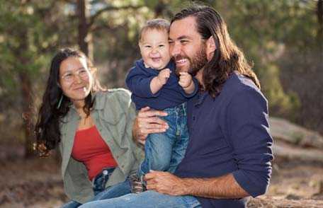 Native American family outside