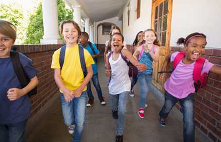 Group of children boarding school bus