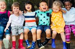 Group of children running