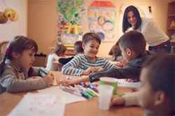 Children working in classroom